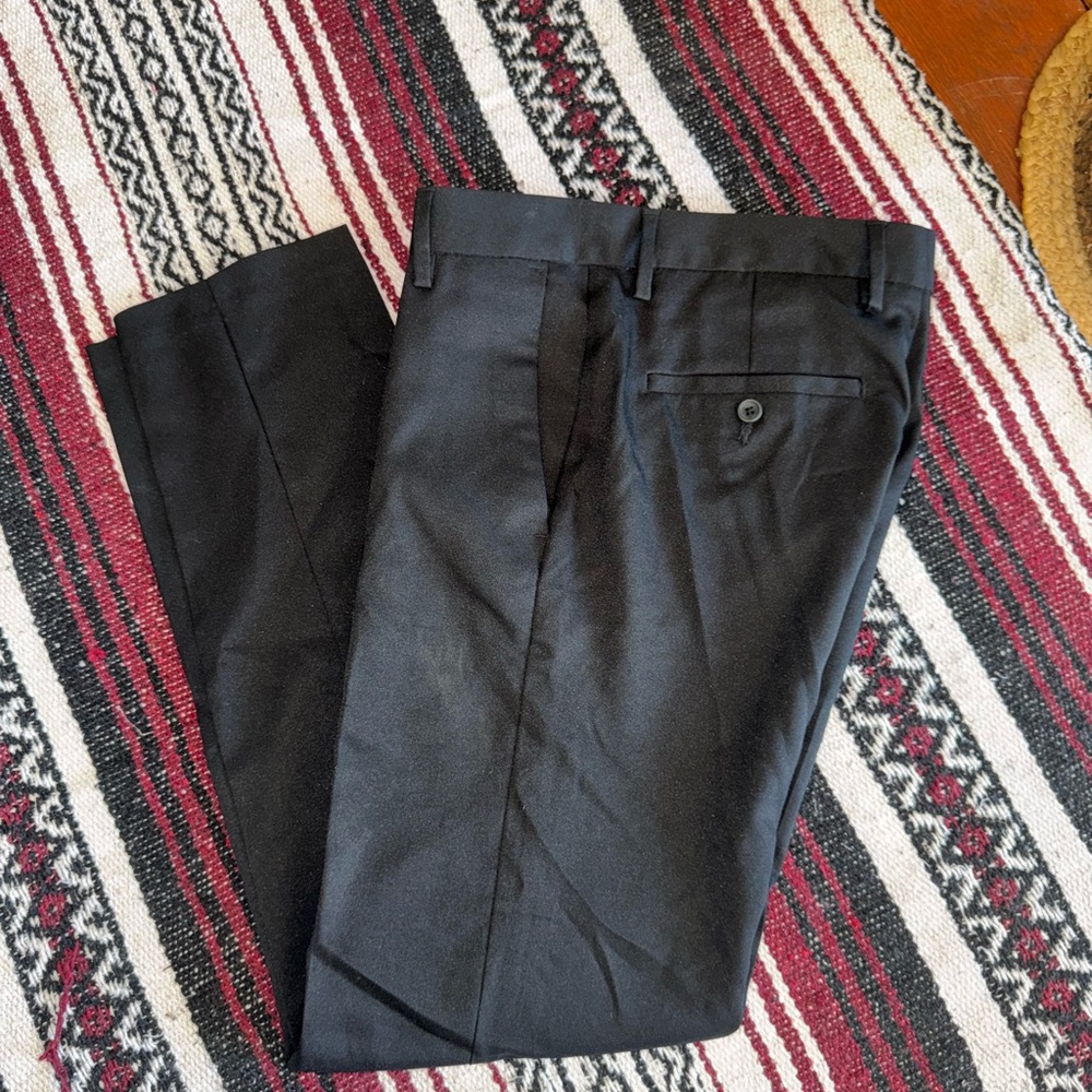 Black Tailored Dress Pants with Flat Front